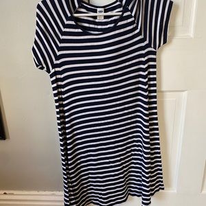 navy and white striped dress